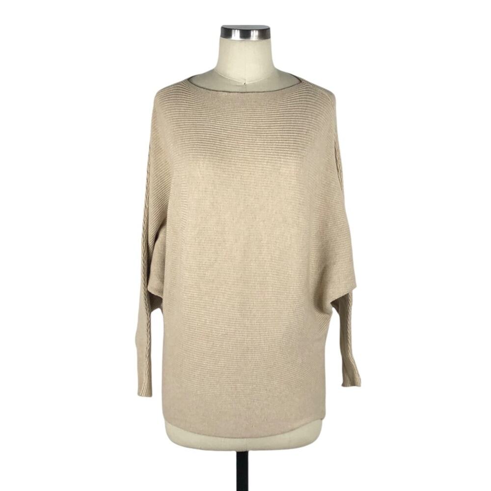 UNBRANDEDβ Tan Ribbed Pullover Boat Neck Sweater Cozy Cocoon Neutral Small